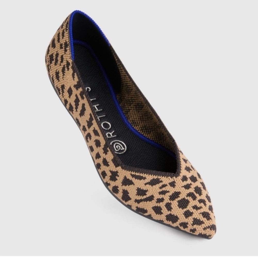 Rothy's Women's The Point Classic Leopard/Cheetah Animal Print Flats